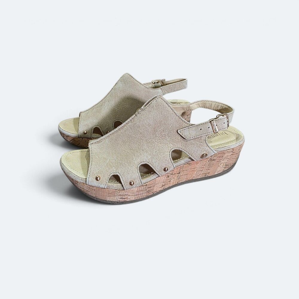 Bussola Ibiza 2.0 Beige Suede Women's Wedge Slingback Sandals Size 10